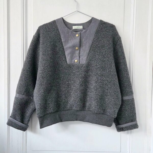 Sweatshirt Teddy Laine Gris Anthracite 