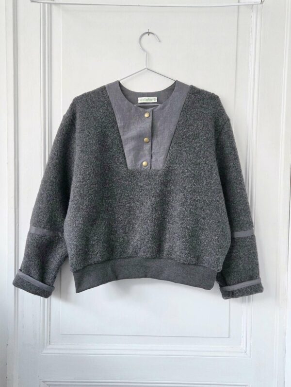 Sweatshirt Teddy Laine Gris Anthracite 