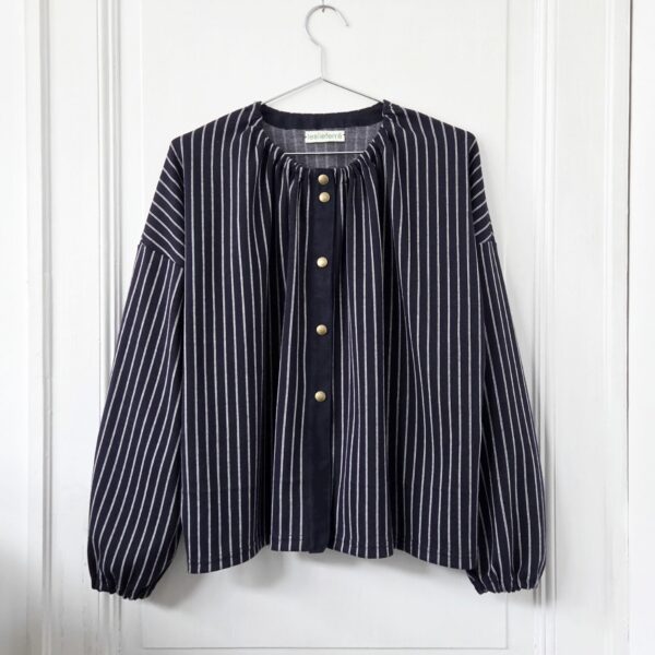 Blouse Rayée Navy/Gris clair