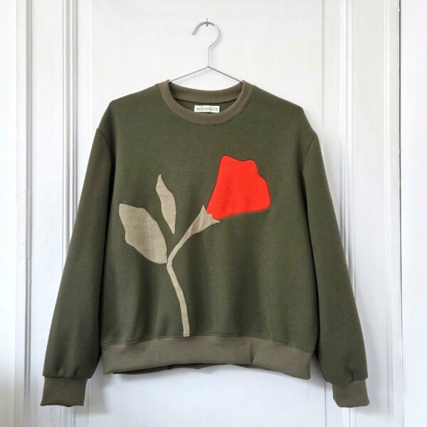 Sweatshirt "Collection" Fleur Kaki (Taille 36/38/40)